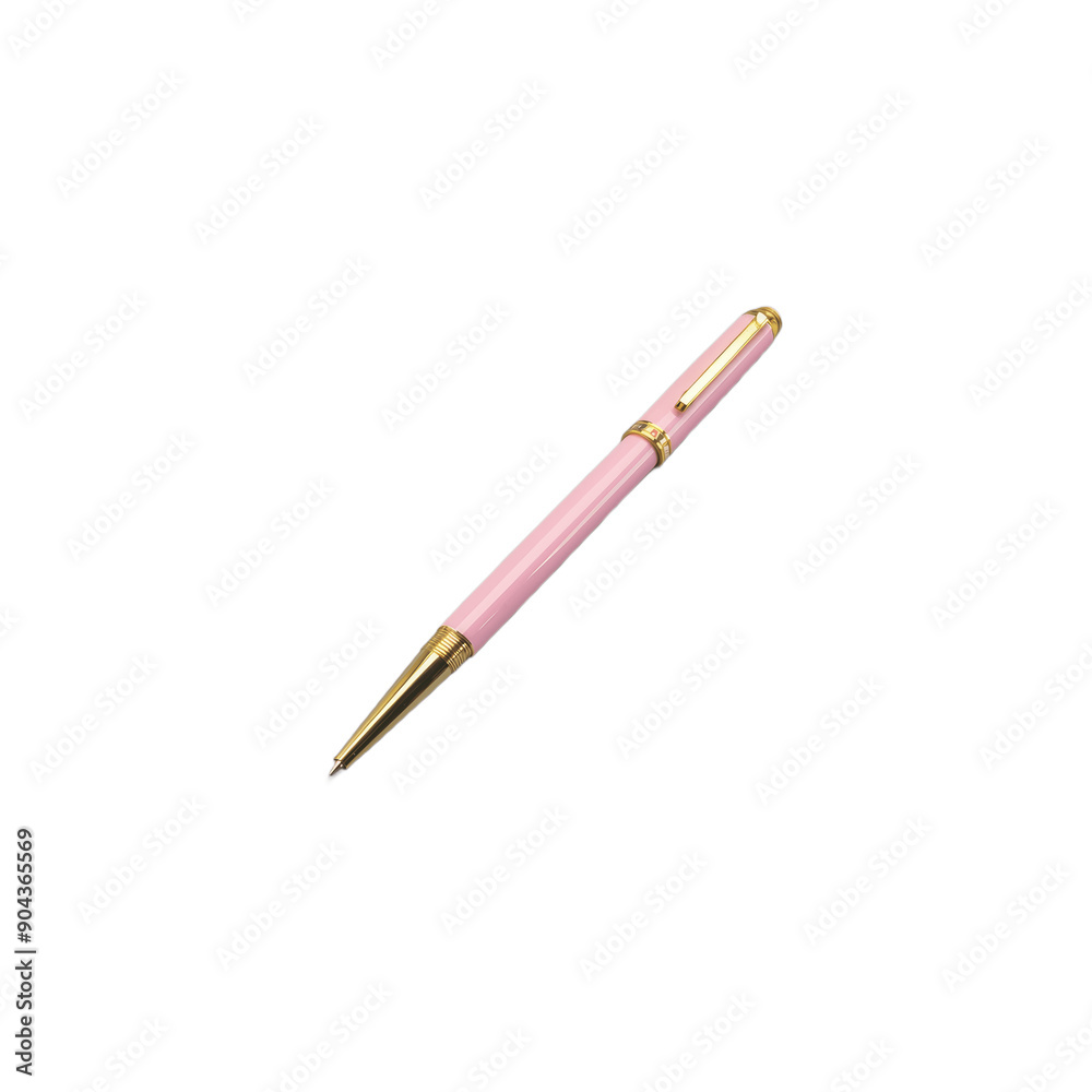 Pink business and gold ballpoint pen isolated on transparent background Pink business and gold ballpoint pen isolated on transparent background