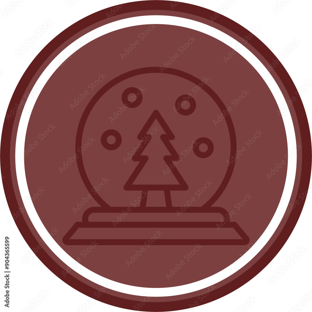 Snow Globe Vector Line Double Circle Maroon Snow Globe Vector Line Double Circle Maroon