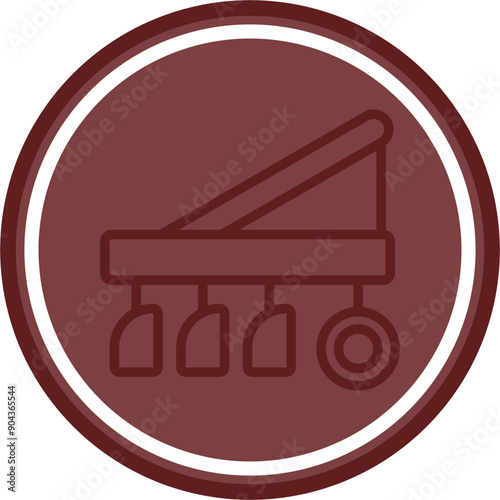 Plow Vector Line Double Circle Maroon