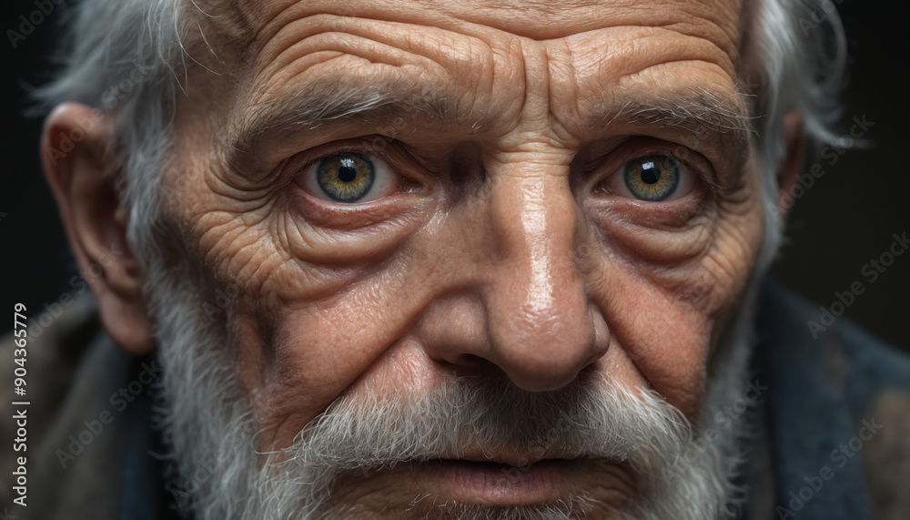 A close up of an elderly man's face, showing years of life and experience A close up of an elderly man's face, showing years of life and experience