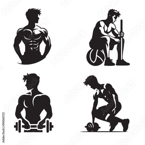 Gym silhouettes of people