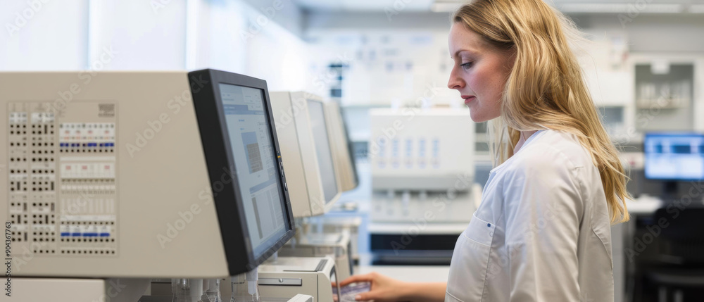 A woman works in a laboratory. AI. A woman works in a laboratory. AI.