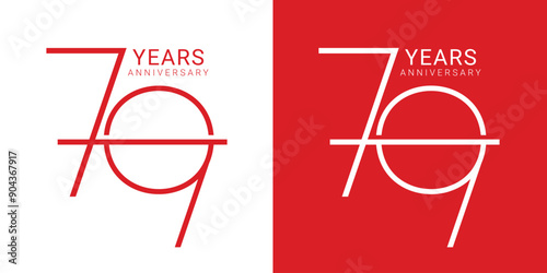 79th Indonesian Independence logo, 17 august 2024, IKN Celebration. 79 Logo, 79th Years Anniversary Logo, Red Color, Vector Template Design element for birthday, invitation,  photo