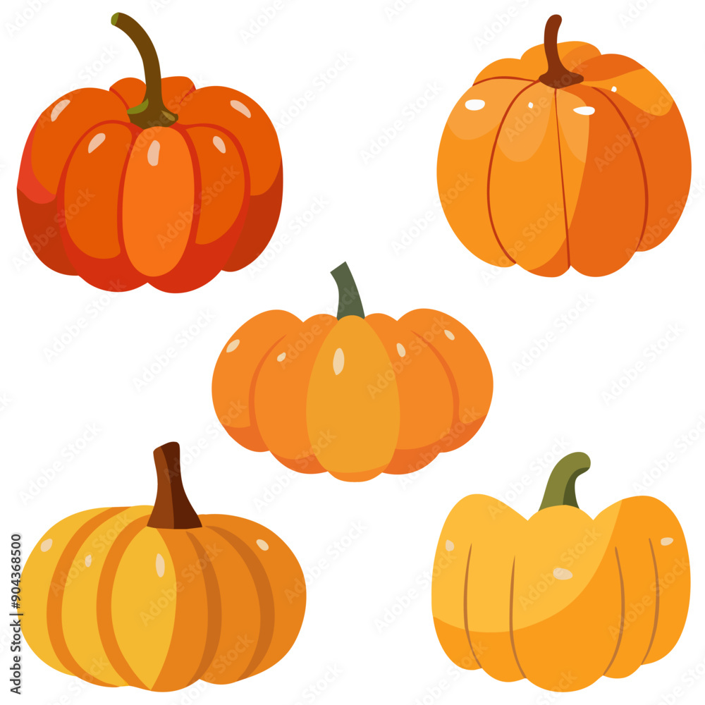 Set of pumpkins. Autumn harvest. Cartoon style vector illustration. Set of pumpkins. Autumn harvest. Cartoon style vector illustration.