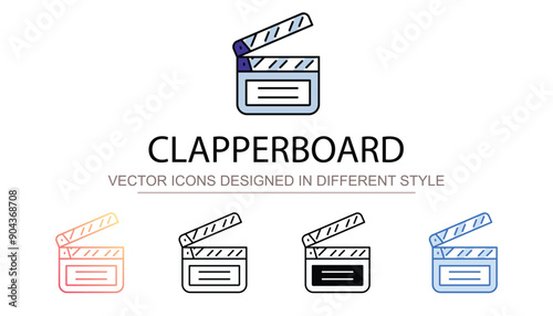 Clapperboard icon design with white background stock illustration