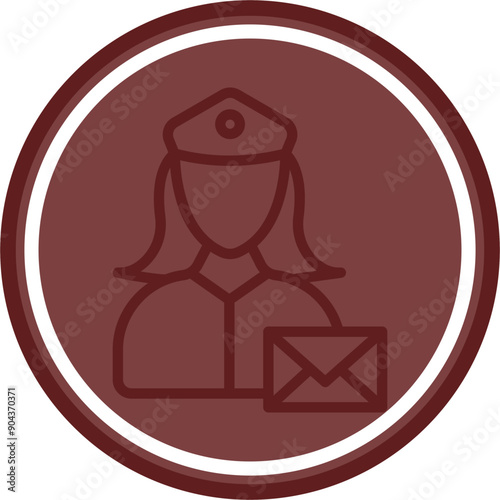 Post Women Vector Line Double Circle Maroon