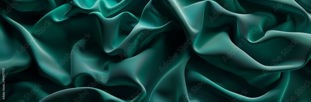 Fototapeta premium An abstract dark green concrete cement texture wall texture background wallpaper banner with waves