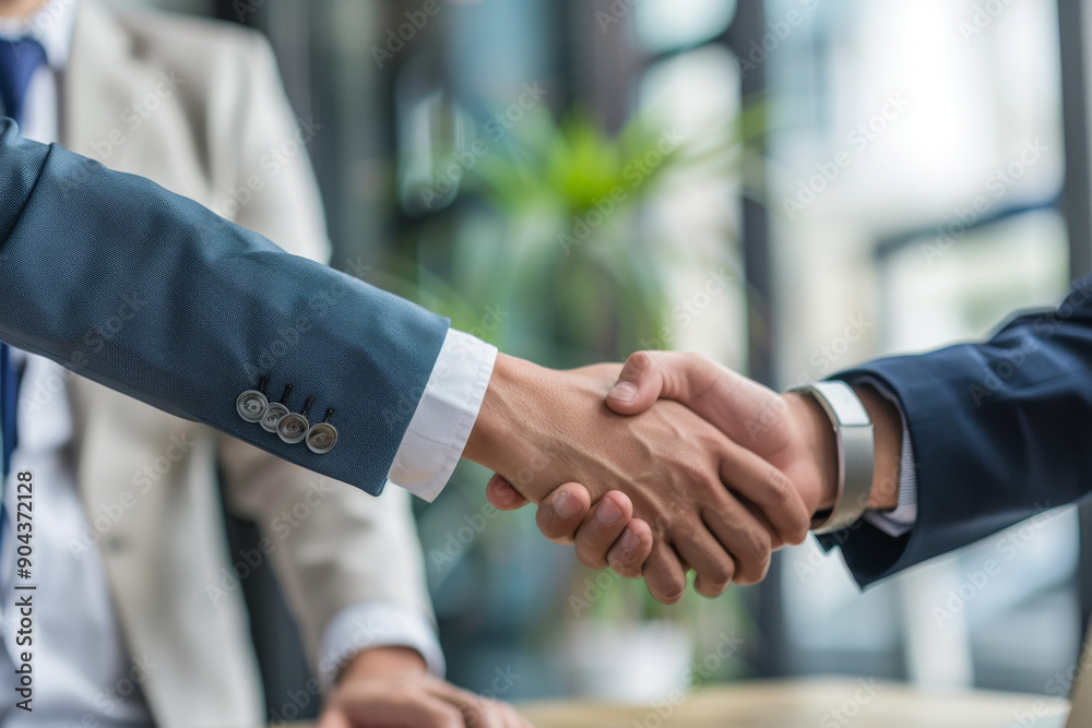 Two men shaking hands in a business setting Two men shaking hands in a business setting