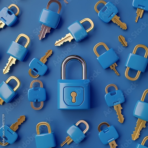 A collection of various locks and keys arranged together