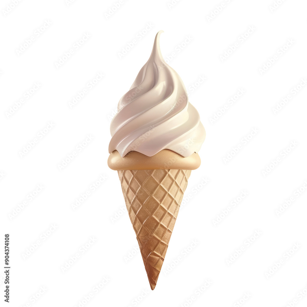Softserve ice cream twirl in a cone on a transparent background with empty space for text Softserve ice cream twirl in a cone on a transparent background with empty space for text