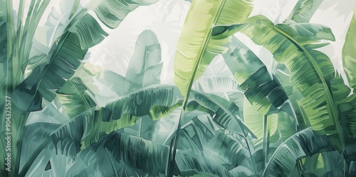 Fototapeta Naklejka Na Ścianę i Meble -  The room has large leaves art tropical pattern wallpaper