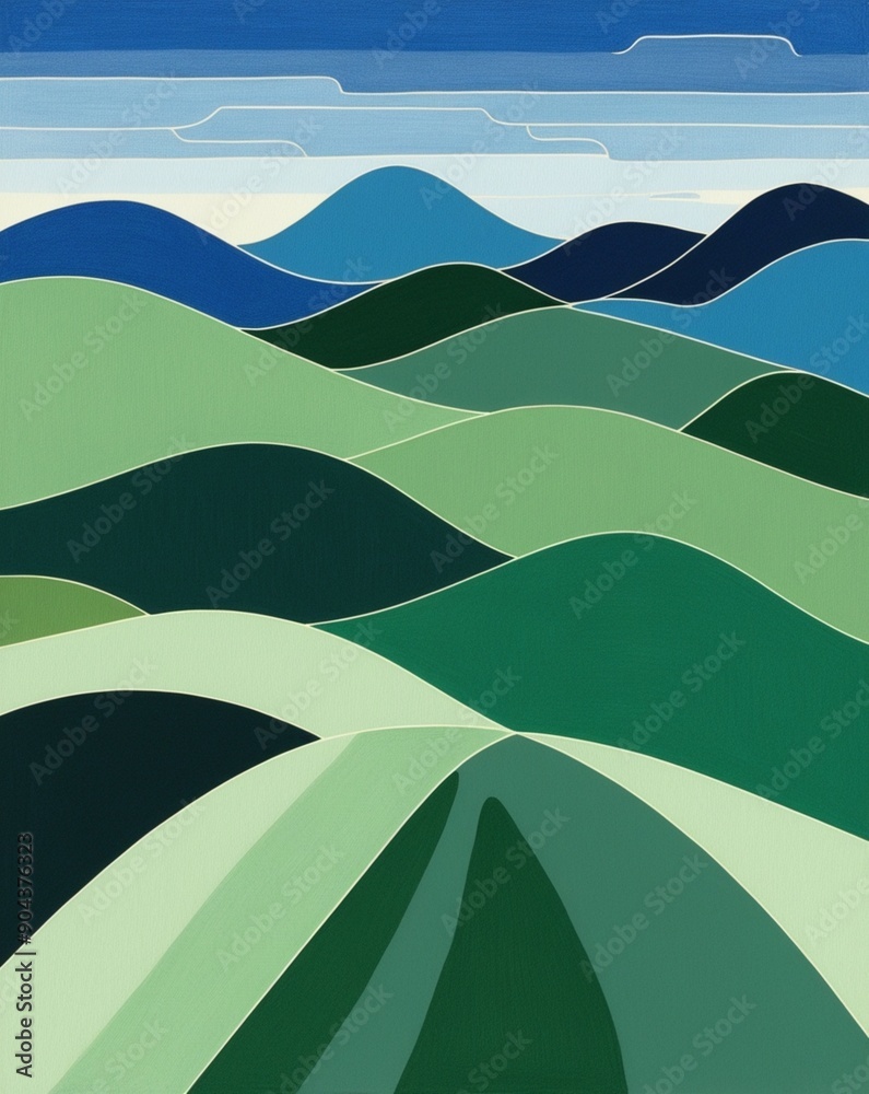 Obraz premium landscape with green hills