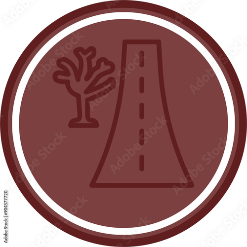 Roadside Vector Line Double Circle Maroon