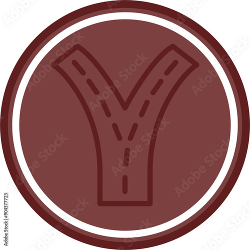 Road Split Vector Line Double Circle Maroon