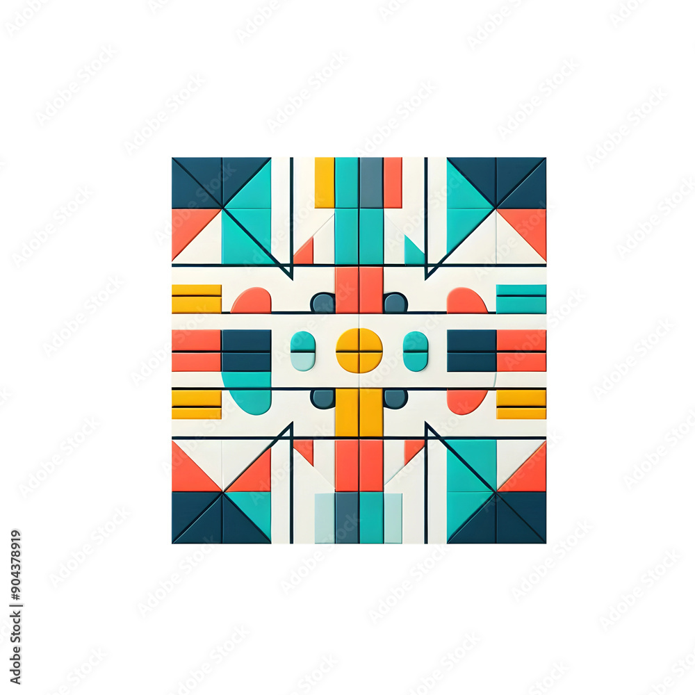 Fototapeta premium Vibrant Colorful Geometric Shapes Abstract Square Patterns Microstock Image