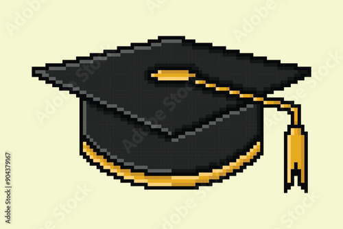 pixel art graduation cap vector desing