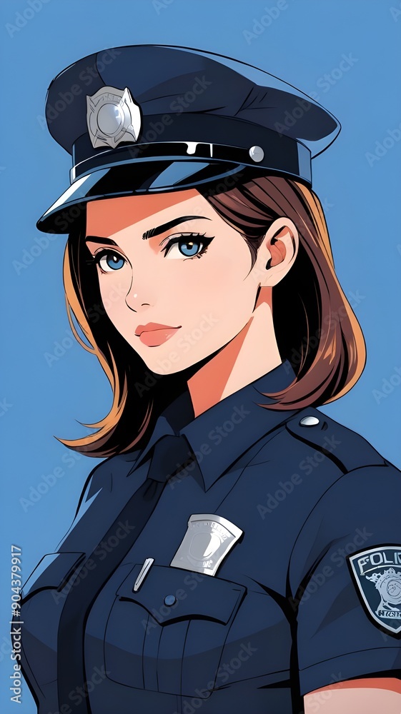 Illustration of woman police. Generative AI. Illustration of woman police. Generative AI.