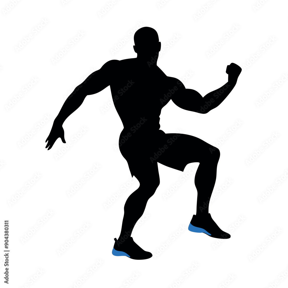 Fototapeta premium a body builder doing excersise vector silhouette, isolated white background