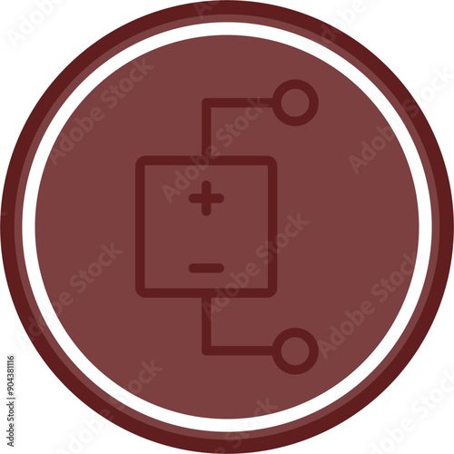 DC Voltage Source Vector Line Double Circle Maroon photo