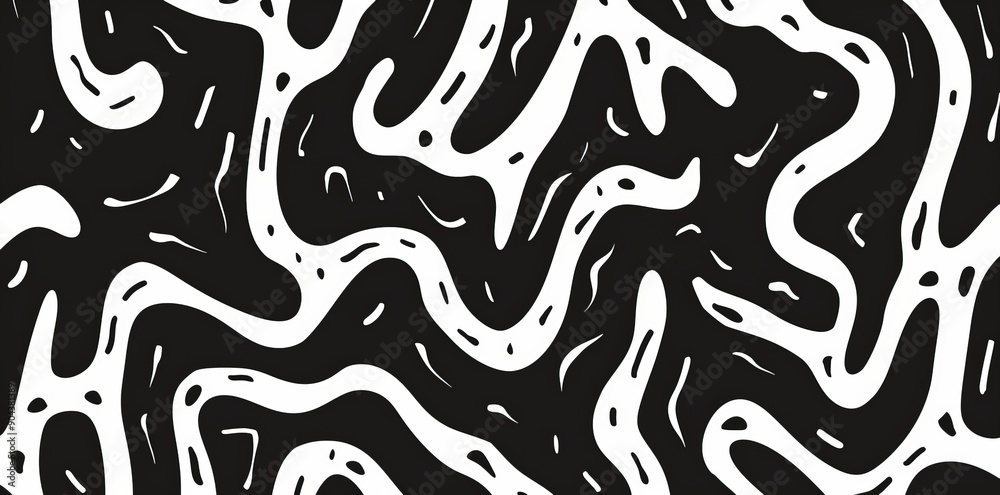 The seamless retro sea wave pattern in black and white monochrome greyscale can be used for textiles, clothing, and wallpaper. The seamless retro sea wave pattern in black and white monochrome greyscale can be used for textiles, clothing, and wallpaper.