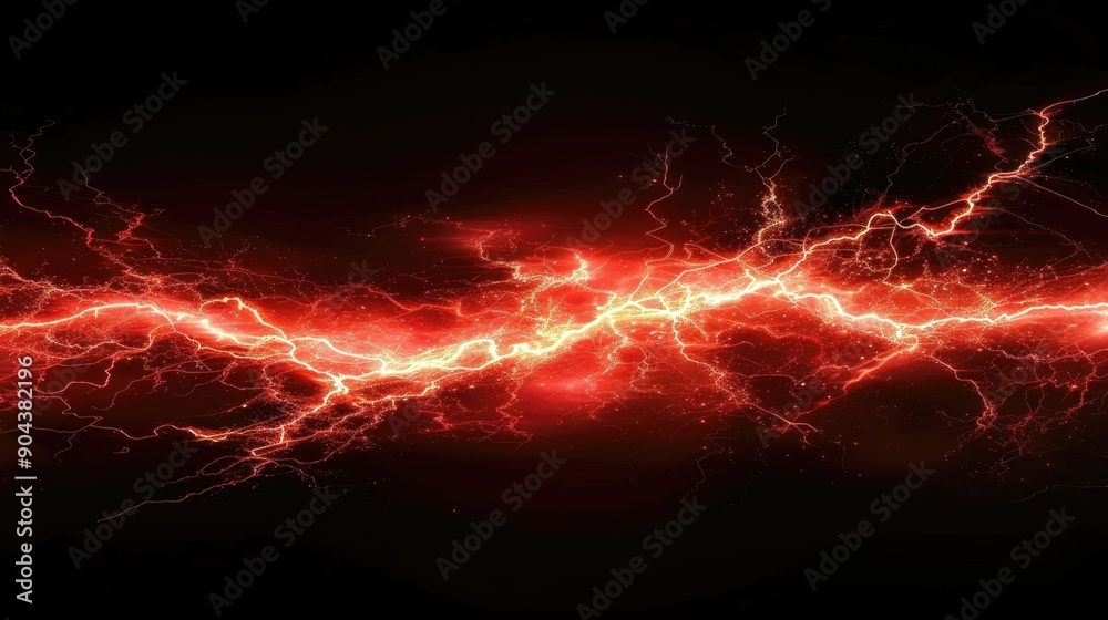 A red line of electricity with sparks flying out of it A red line of electricity with sparks flying out of it