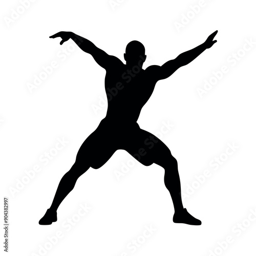 a body builder doing excersise vector silhouette, isolated white background