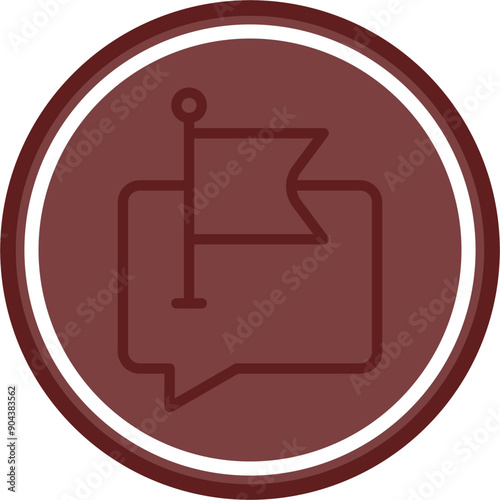 Flagged Vector Line Double Circle Maroon