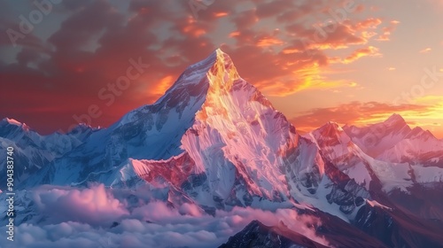 Mountain peak of the tibetan snow-capped mountains photo