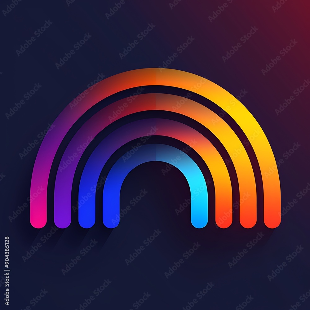 Colorful abstract rainbow night over a city skyline, showcasing a vibrant spectrum against a blue sky with clouds Colorful abstract rainbow night over a city skyline, showcasing a vibrant spectrum against a blue sky with clouds