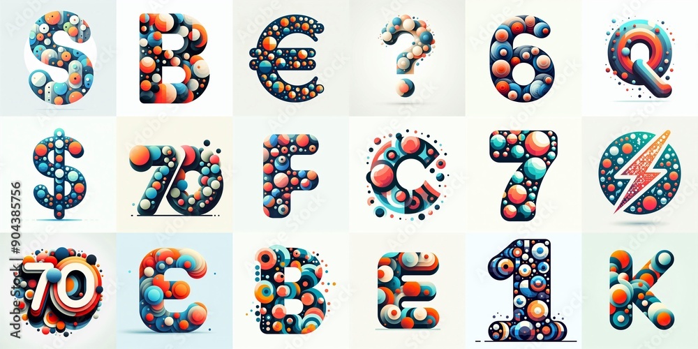 Obraz premium circles shapes Lettering Typeface. AI generated illustration