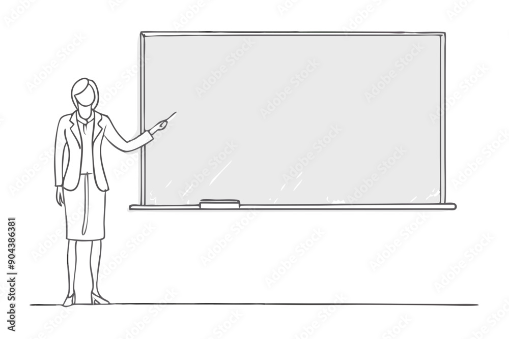 Educational Concept: Teacher's Linear Drawing at School Chalkboard - Professional Teacher Illustration Symbolizing Education, Classroom Learning, Back to School Theme, Academic Instruction Educational Concept: Teacher's Linear Drawing at School Chalkboard - Professional Teacher Illustration Symbolizing Education, Classroom Learning, Back to School Theme, Academic Instruction