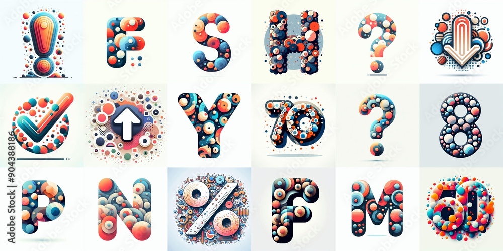 Obraz premium circles shapes Lettering Typeface. AI generated illustration