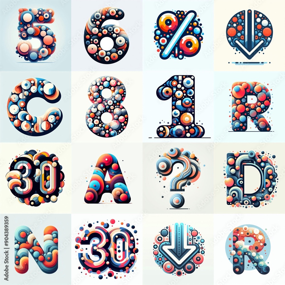 Fototapeta premium circles shapes Lettering Typeface. AI generated illustration
