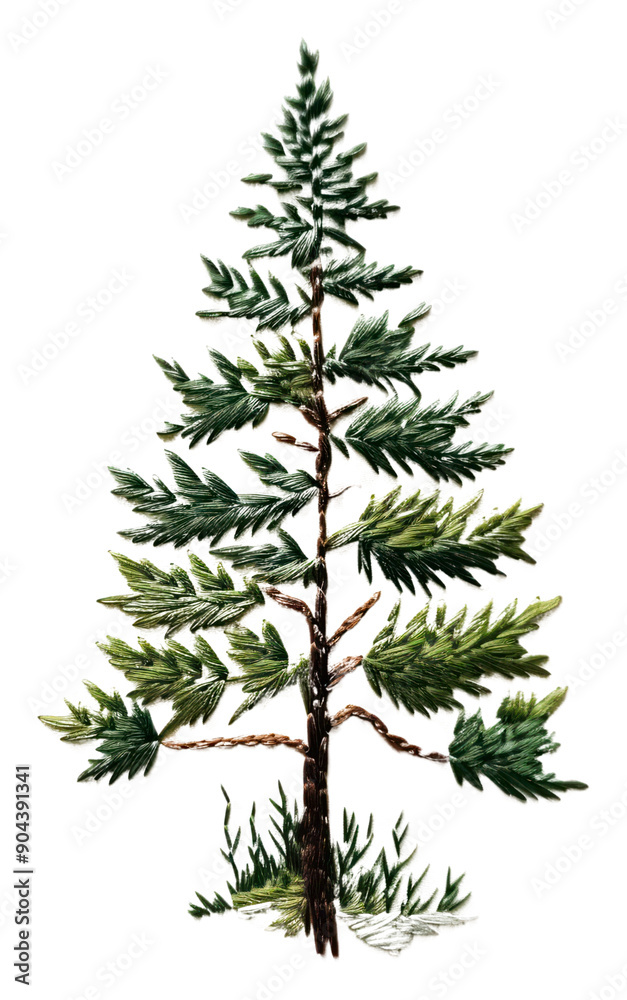 PNG Tree pine embroidery christmas. PNG Tree pine embroidery christmas.