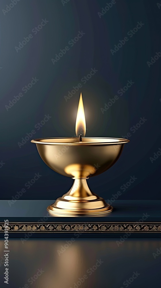 A single oil lamp glows softly, illuminating its surroundings with a warm flame against a dark, textured backdrop A single oil lamp glows softly, illuminating its surroundings with a warm flame against a dark, textured backdrop