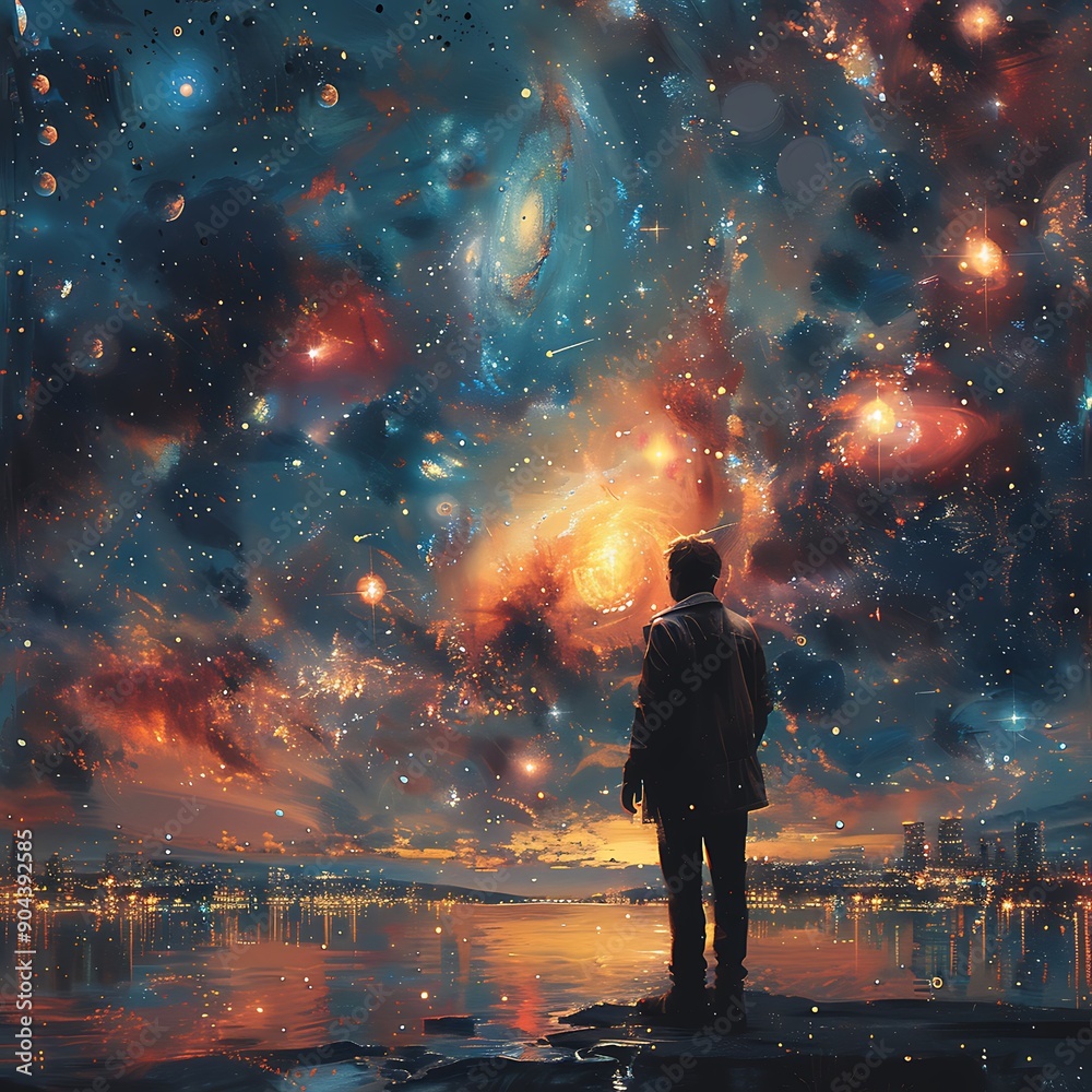Alien exploring a mysterious planet under a starry night sky, alien, planet, night, sky, starry, explore, mystery, cosmos, galaxy, universe, adventure, landscape, science, fiction Alien exploring a mysterious planet under a starry night sky, alien, planet, night, sky, starry, explore, mystery, cosmos, galaxy, universe, adventure, landscape, science, fiction