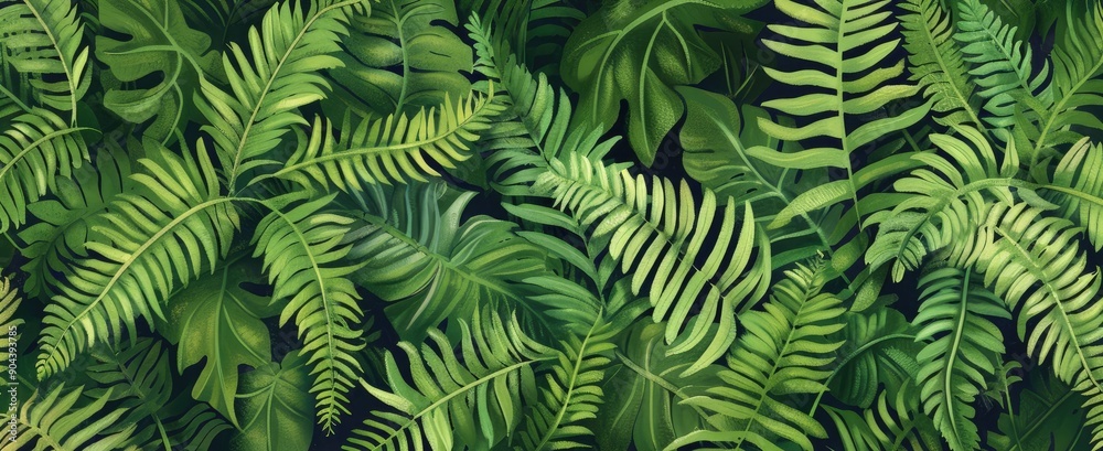 Whimsical fern leaves background natural