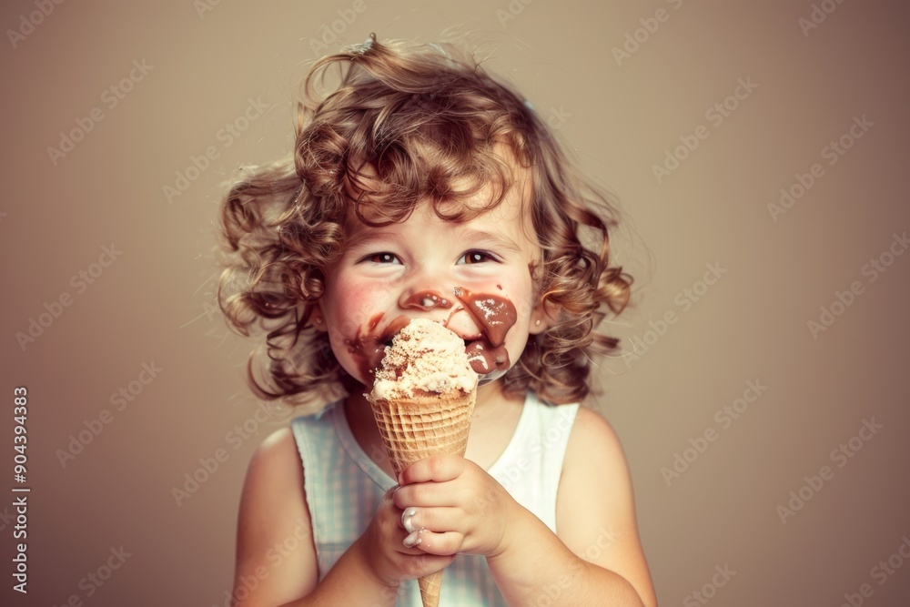 A child experiences bliss with an ice cream cone. Charming young girl radiant smile enjoys sunny day. Photo captures unfiltered happiness found everyday moments. A child experiences bliss with an ice cream cone. Charming young girl radiant smile enjoys sunny day. Photo captures unfiltered happiness found everyday moments.