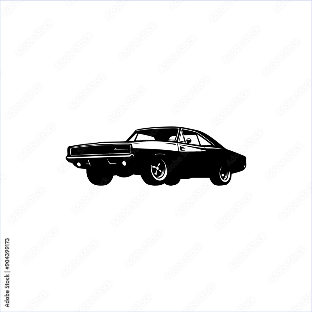 Naklejka premium silhouette drawing muscle car