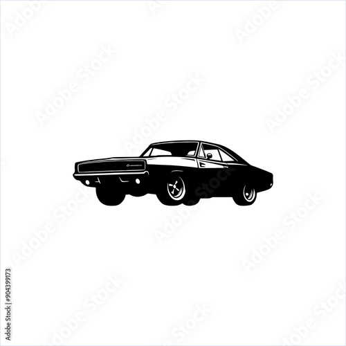 silhouette drawing muscle car