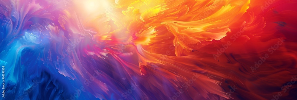 Colorful abstract art with dynamic swirling patterns in vibrant warm and cool tones, creating a stunning visual.