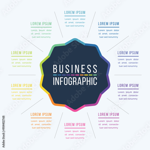 Infographic circle design 10 Steps, objects, elements or options infographic business information template