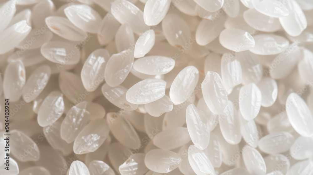Close-Up View of Raw White Rice Grains Piled Together in Natural Light Close-Up View of Raw White Rice Grains Piled Together in Natural Light