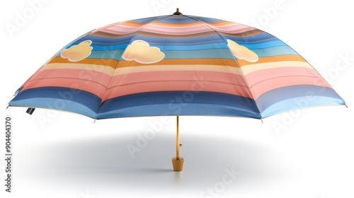 Striped Umbrella with Clouds