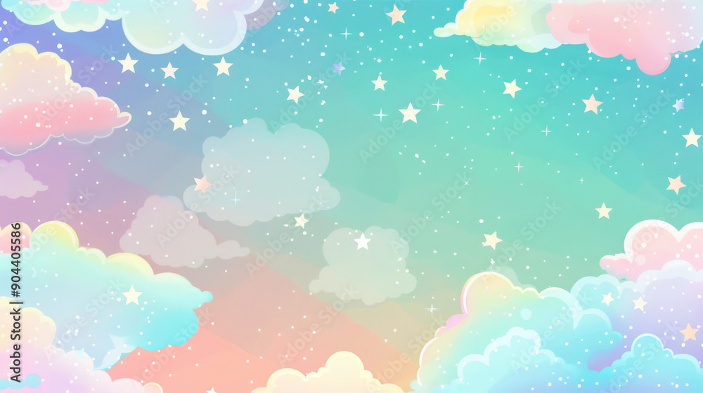 Colorful Dreamy Sky Filled With Pastel Clouds and Twinkling Stars at Dusk Colorful Dreamy Sky Filled With Pastel Clouds and Twinkling Stars at Dusk