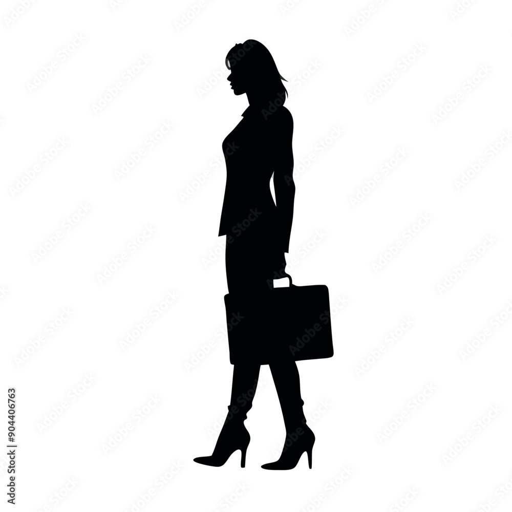 a professional business woman stand with suitcase, brifcase, vector silhouette, slim and beautiful woman a professional business woman stand with suitcase, brifcase, vector silhouette, slim and beautiful woman