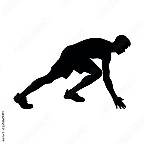 a runner prepare for run, step to run, coundown for run, vector silhouette, isolated white background