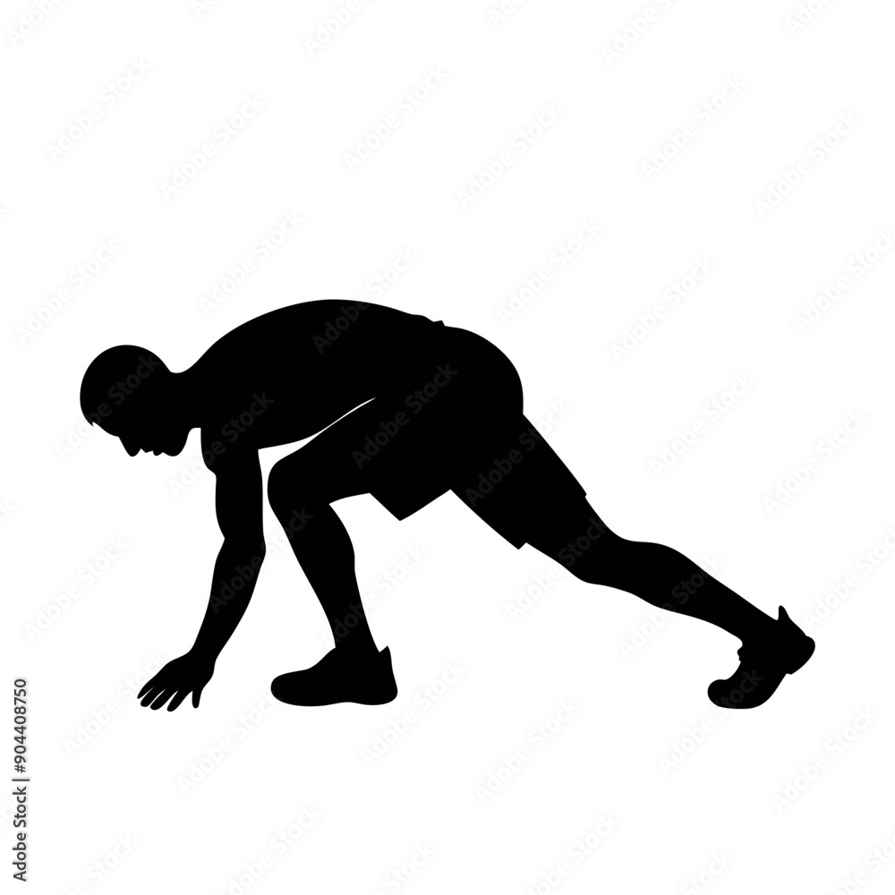 a runner prepare for run, step to run, coundown for run, vector silhouette, isolated white background a runner prepare for run, step to run, coundown for run, vector silhouette, isolated white background