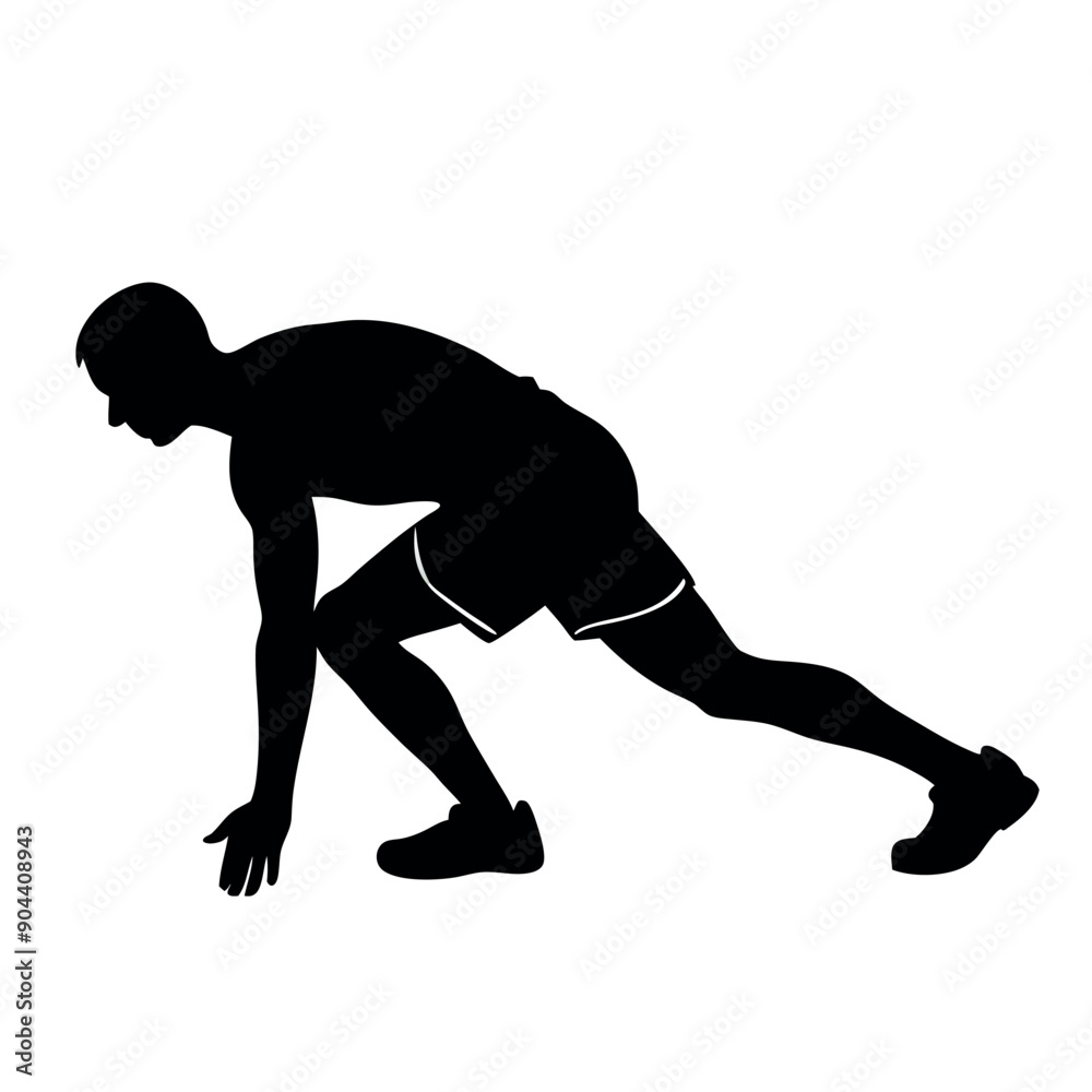 a runner prepare for run, step to run, coundown for run, vector silhouette, isolated white background a runner prepare for run, step to run, coundown for run, vector silhouette, isolated white background