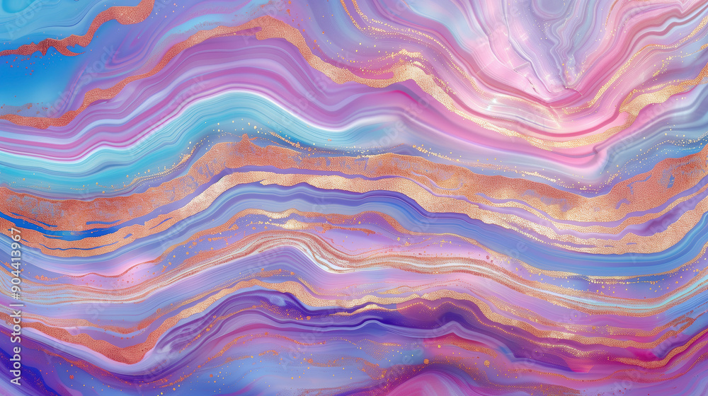 Fototapeta premium Colorful marble texture with beautiful swirls and glittering accents